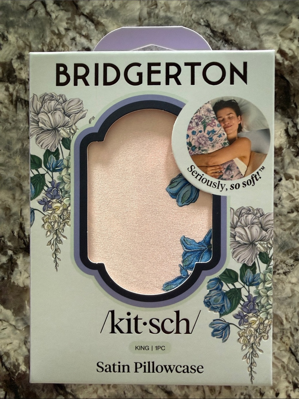 Kitsch Bridgerton pattern satin pillowcase king size new in box!